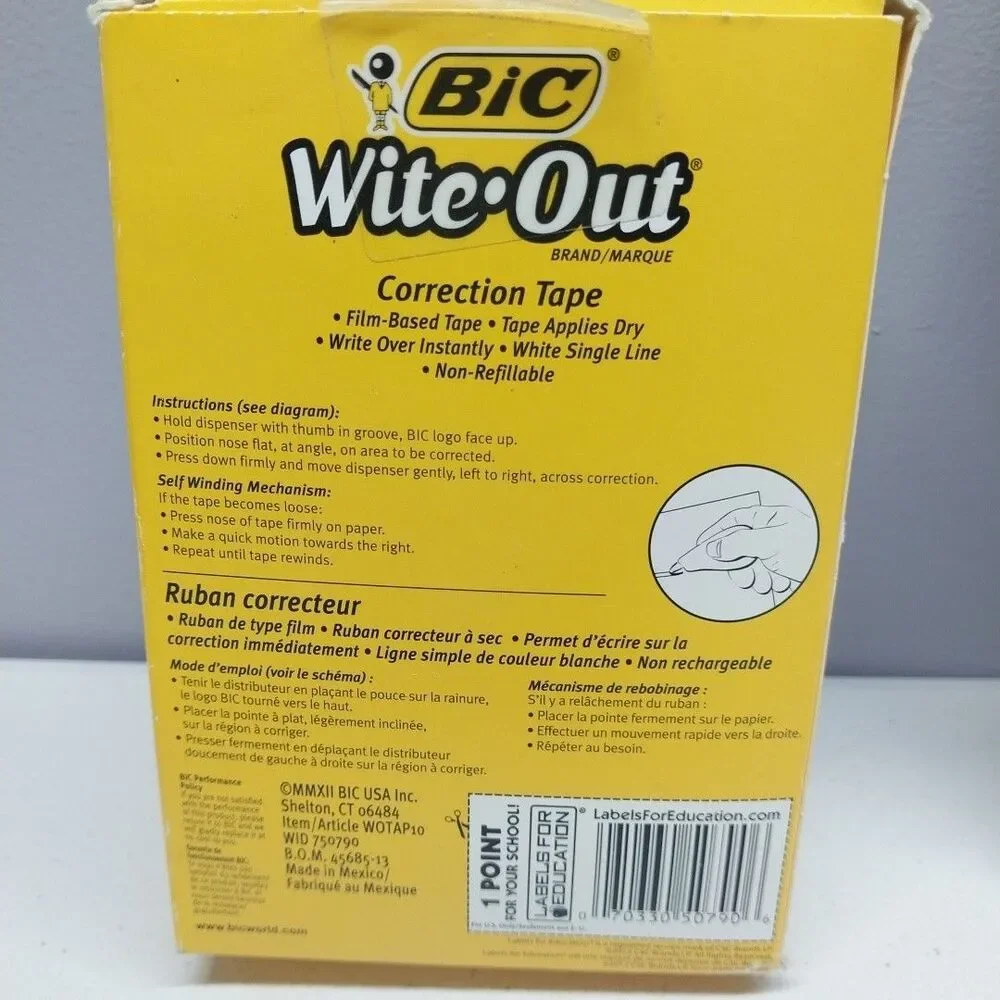 BIC Wite Out EZ Correct Correction Tape Lot Of 8 + 10 Pack Penway No 2 Pencils